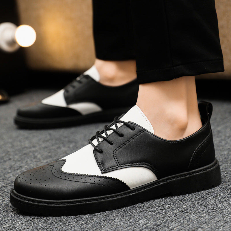 Anti slip Young Black Middle aged Dad High end Wear resistant British Style Casual Men's Formal Leather Shoes Autumn Edition