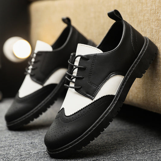 Anti slip Young Black Middle aged Dad High end Wear resistant British Style Casual Men's Formal Leather Shoes Autumn Edition