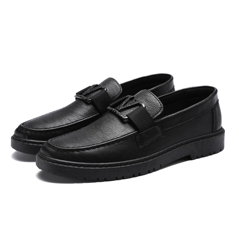 British style summer men's shoes versatile men's casual shoes business formal black leather shoes work trendy shoes