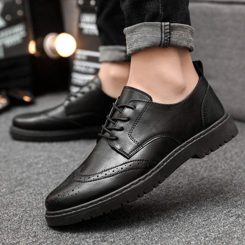 Anti slip Young Black Middle aged Dad High end Wear resistant British Style Casual Men's Formal Leather Shoes Autumn Edition