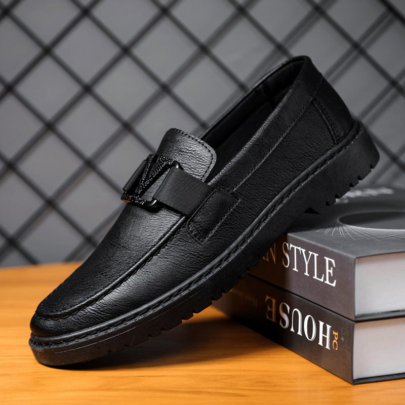 British style summer men's shoes versatile men's casual shoes business formal black leather shoes work trendy shoes