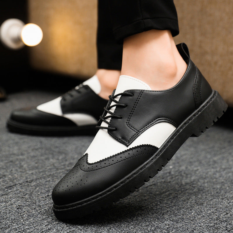 Anti slip Young Black Middle aged Dad High end Wear resistant British Style Casual Men's Formal Leather Shoes Autumn Edition